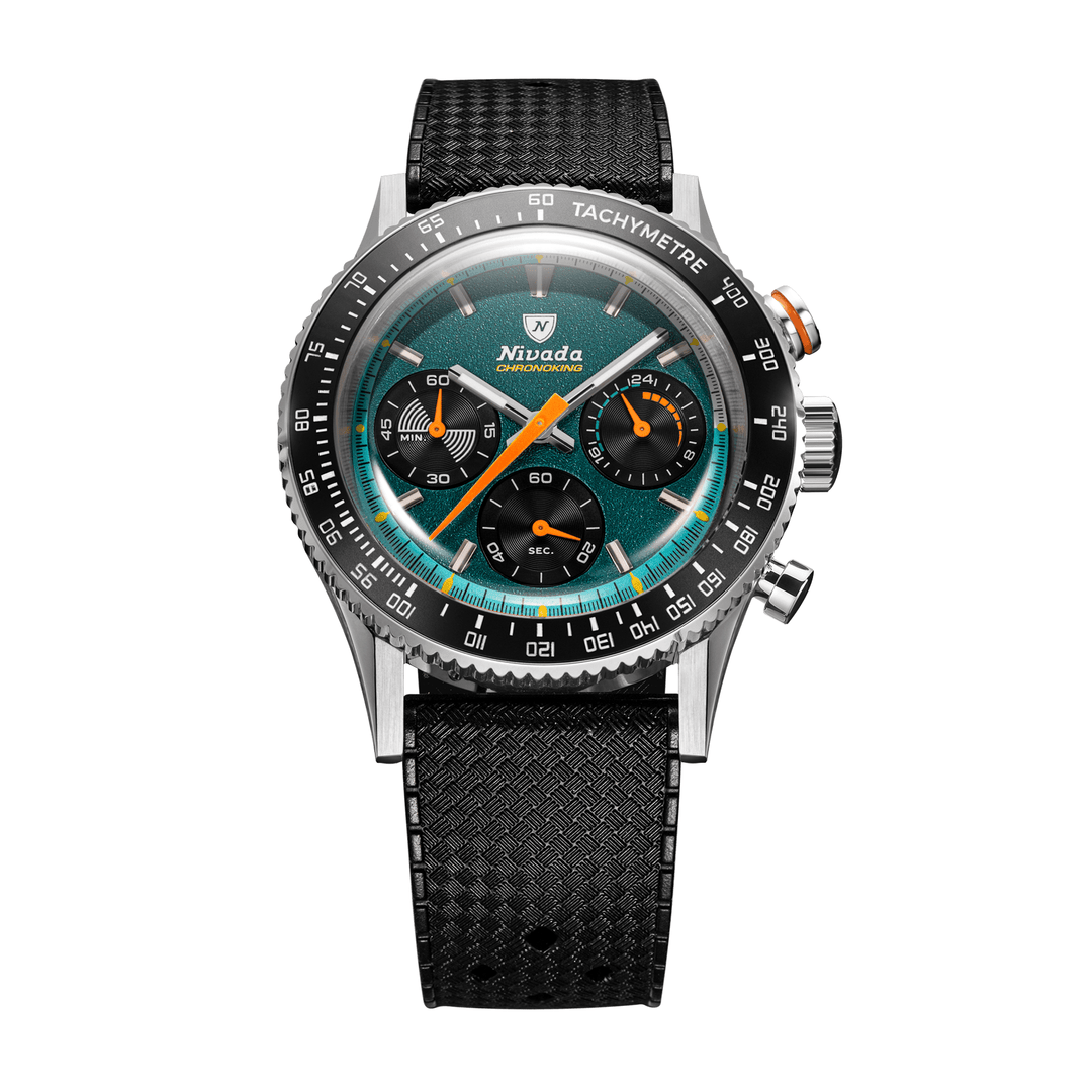 Nivada Grenchen Chronoking Mecaquartz Racing Green 38mm 87051Q01 - Kautschukarmband Tropic