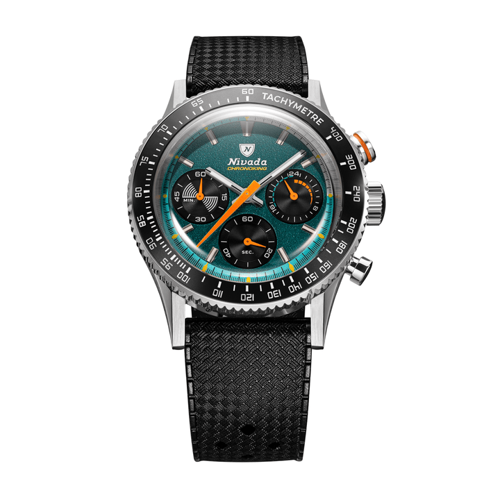 Nivada Grenchen Chronoking Mecaquartz Racing Green 38mm 87051Q01 - Kautschukarmband Tropic