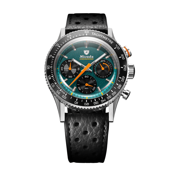 Nivada Grenchen Chronoking Mecaquartz Racing Green 38mm 87051Q10 - Racing-Armband Schwarz