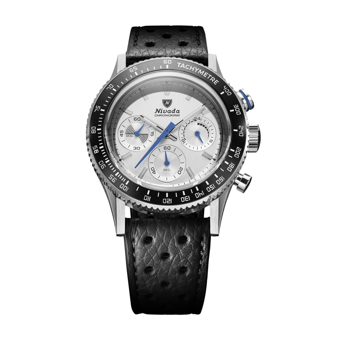 Nivada Grenchen Chronoking Mecaquartz Racing Grey 38mm 87046Q10 - Racing-Armband Schwarz
