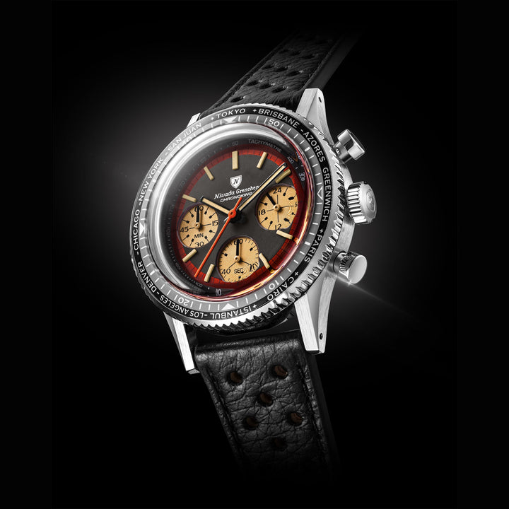 Nivada Grenchen Chronoking Racing Black Amber 38mm 87055Q - Lünettenvariante 1