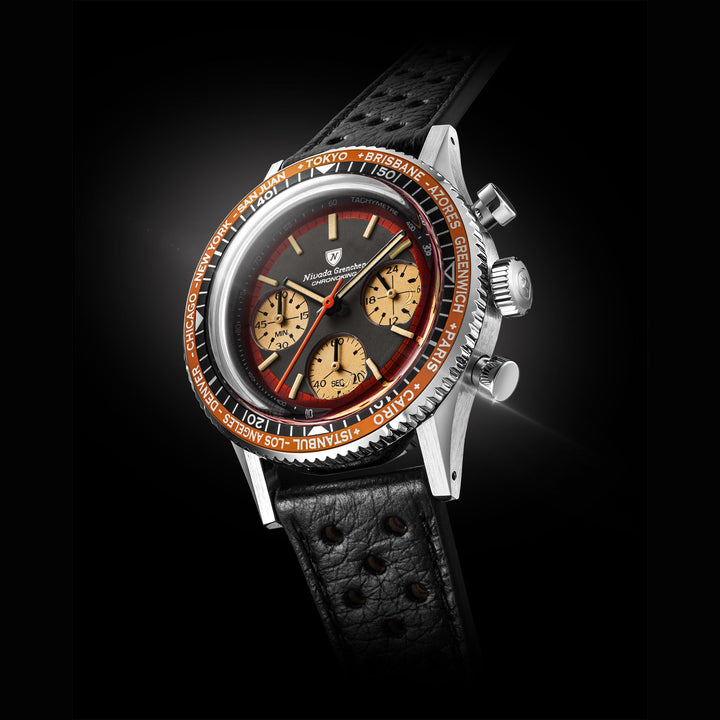 Nivada Grenchen Chronoking Racing Black Amber 38mm 87055Q - Lünettenvariante 2