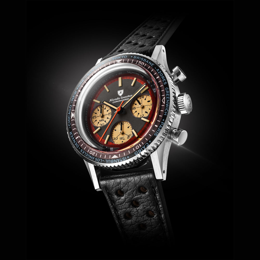 Nivada Grenchen Chronoking Racing Black Amber 38mm 87055Q - Lünettenvariante 3