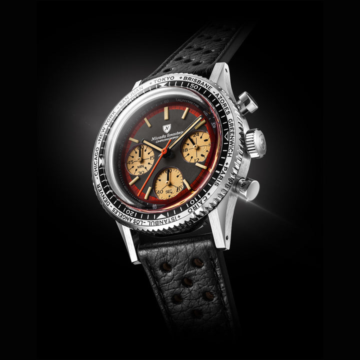 Nivada Grenchen Chronoking Racing Black Amber 38mm 87055Q - Lünettenvariante 4