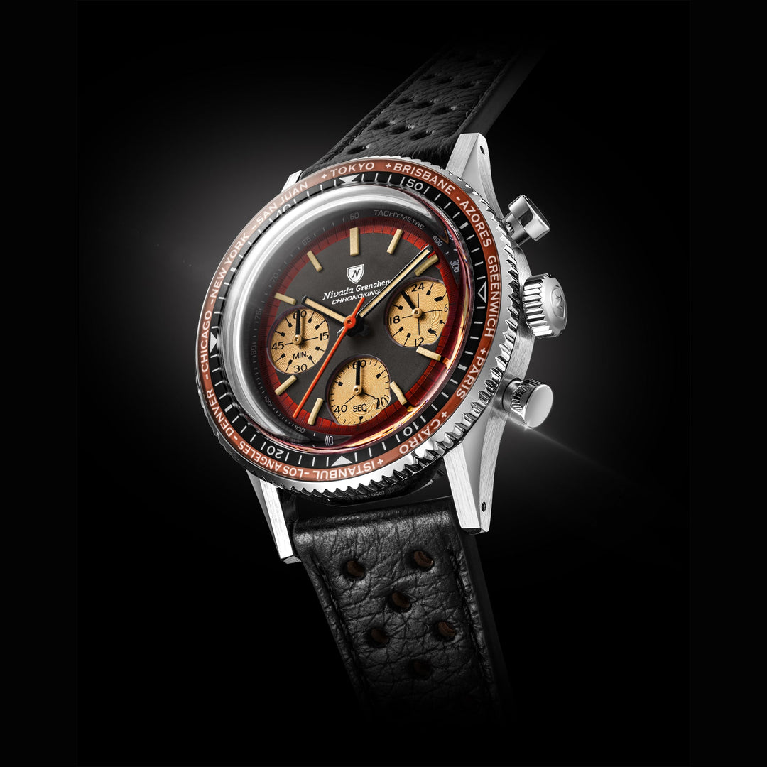 Nivada Grenchen Chronoking Racing Black Amber 38mm 87055Q - Lünettenvariante 5