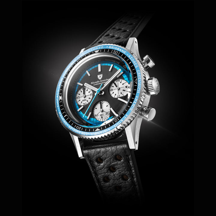 Nivada Grenchen Chronoking Racing Blue 38mm 87053Q - Lünettenvariante 5