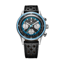 Nivada Grenchen Chronoking Racing Blue 38mm 87053Q10 - Racing-Armband Schwarz