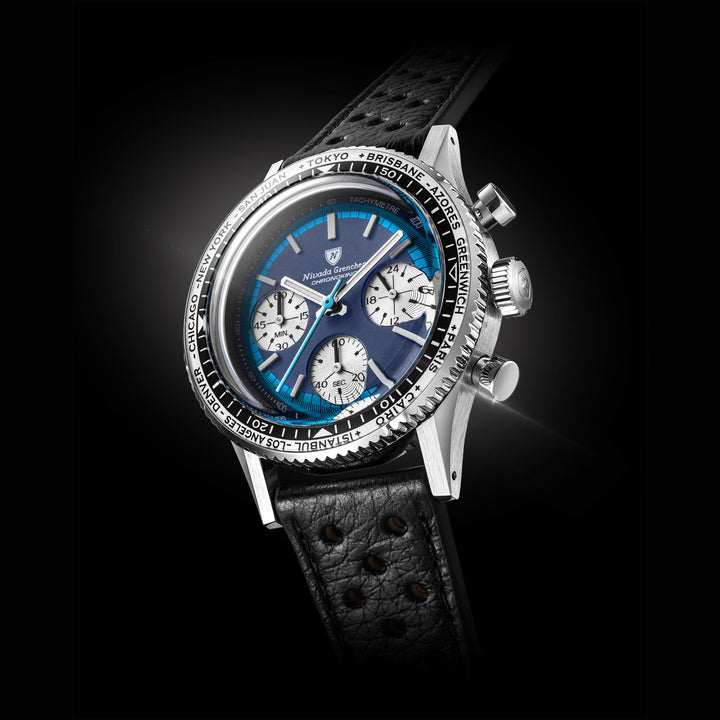 Nivada Grenchen Chronoking Racing Blue Lagoon 38mm 87054Q - Lünettenvariante 2