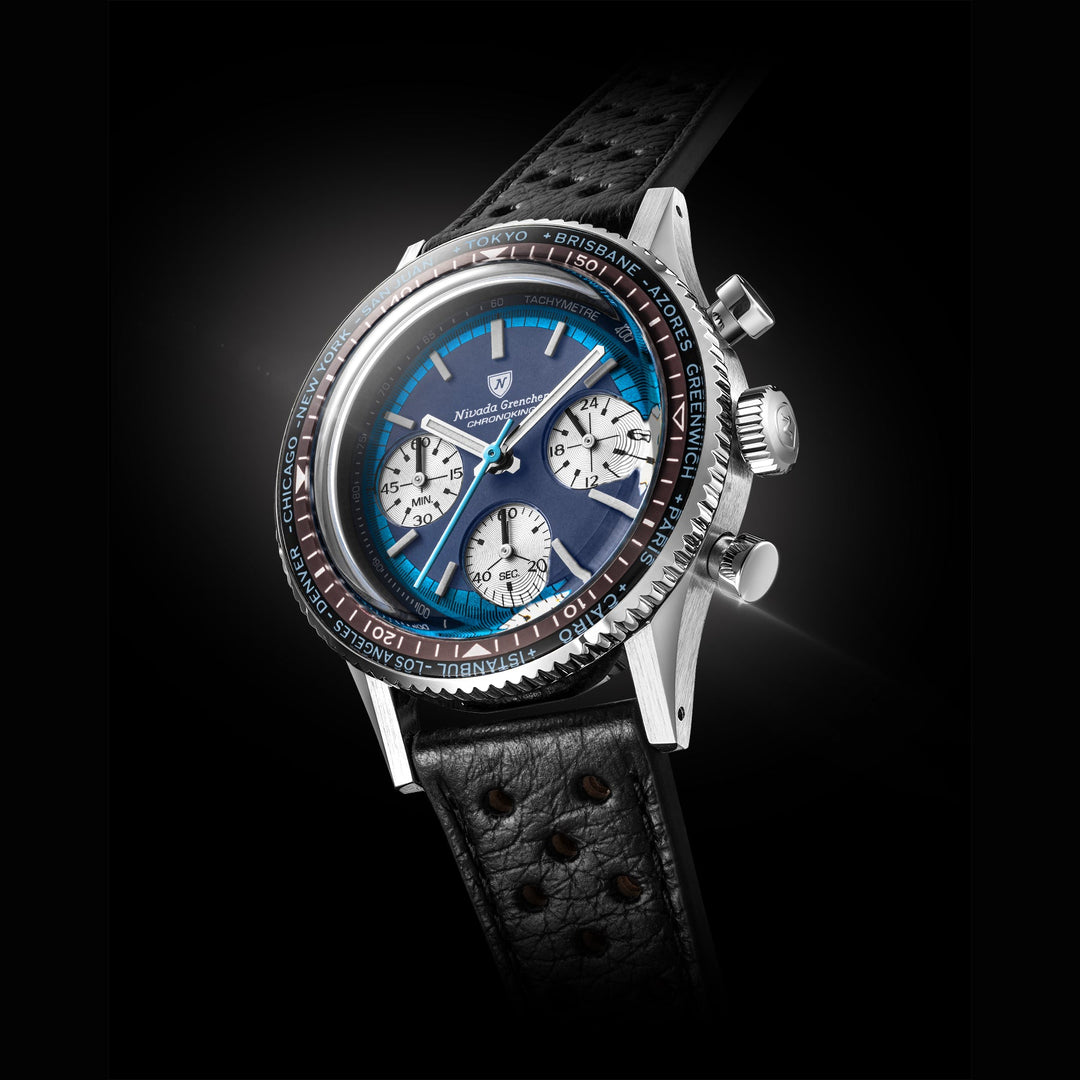 Nivada Grenchen Chronoking Racing Blue Lagoon 38mm 87054Q - Lünettenvariante 3