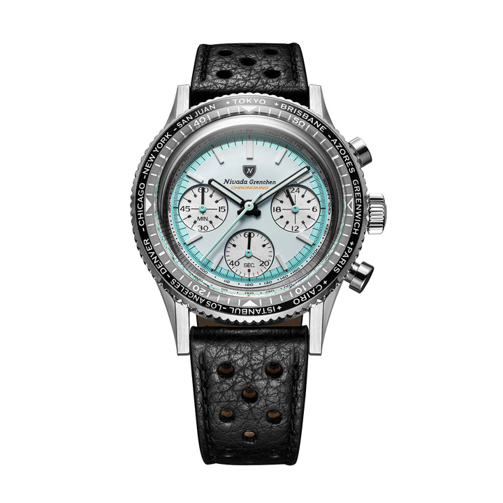 Nivada Grenchen Chronoking Racing Grey 38mm 87056Q10 - Racing-Armband Schwarz