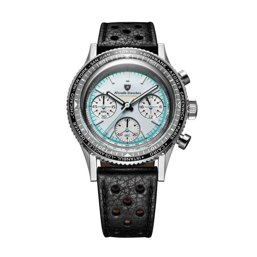 Nivada Grenchen Chronoking Racing Grey 38mm 87056Q10 - Racing-Armband Schwarz