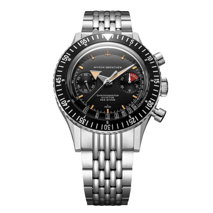 Nivada Grenchen Chronomaster Broad Arrow 41mm 85041M04 - Edelstahlarmband Beads of Rice