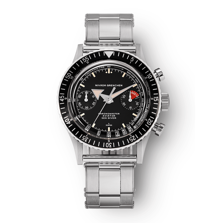 Nivada Grenchen Chronomaster Broad Arrow Inter.Bezel Manual 38mm 86007M08LC - Edelstahlarmband Oyster
