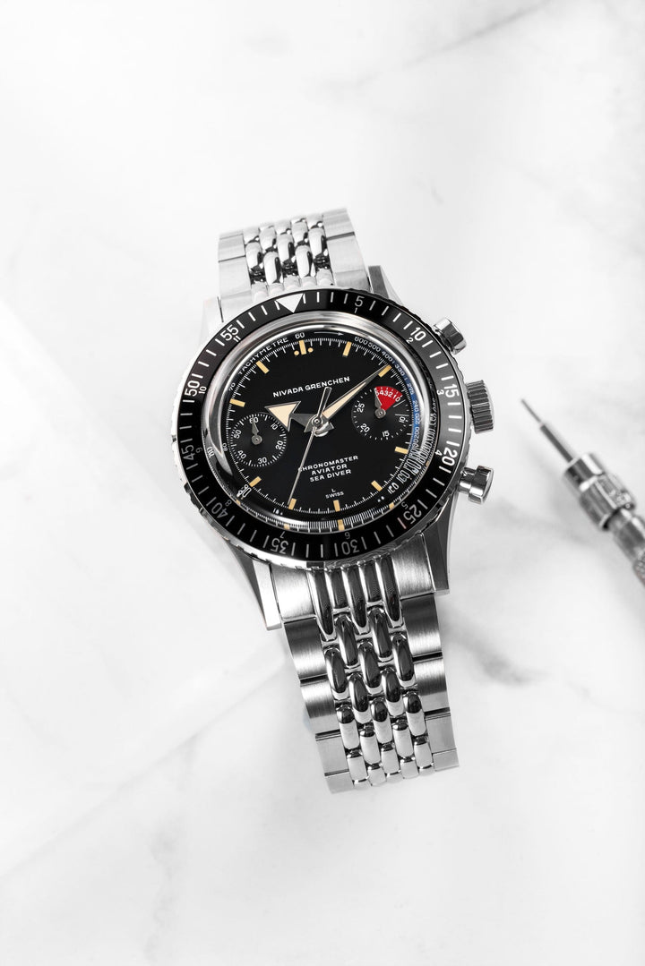 Nivada Grenchen Chronomaster Broad Arrow Inter.Bezel Manual 38mm 86009M - Stimmungsbild