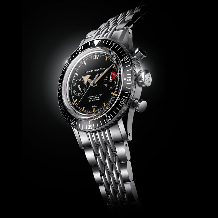 Nivada Grenchen Chronomaster Broad Arrow Interchangeable Bezel 38mm 86056M - Gehäuse im Profil