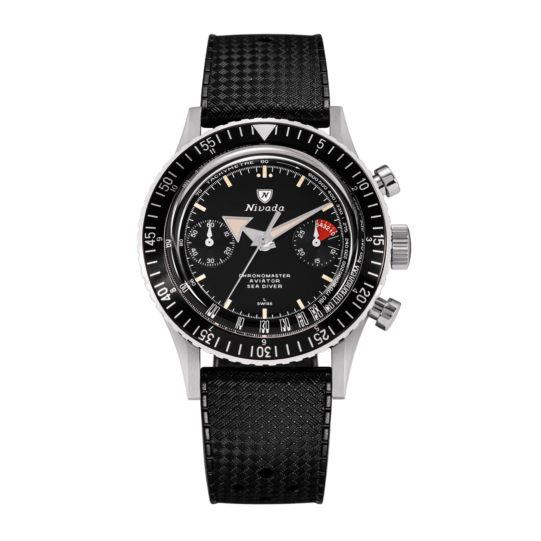 Nivada Grenchen Chronomaster Broad Arrow N Inter.Bezel Manual 38mm 86014M01LC - Kautschukarmband Tropic
