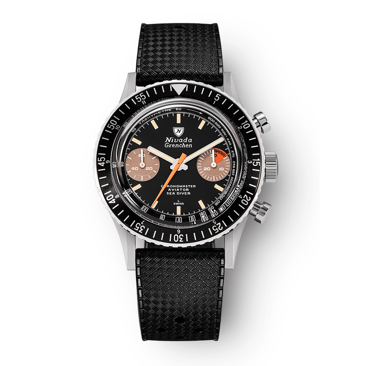 Nivada Grenchen Chronomaster Orange Boy Inter.Bezel Manual 38mm 86012M01LC - Kautschukarmband Tropic
