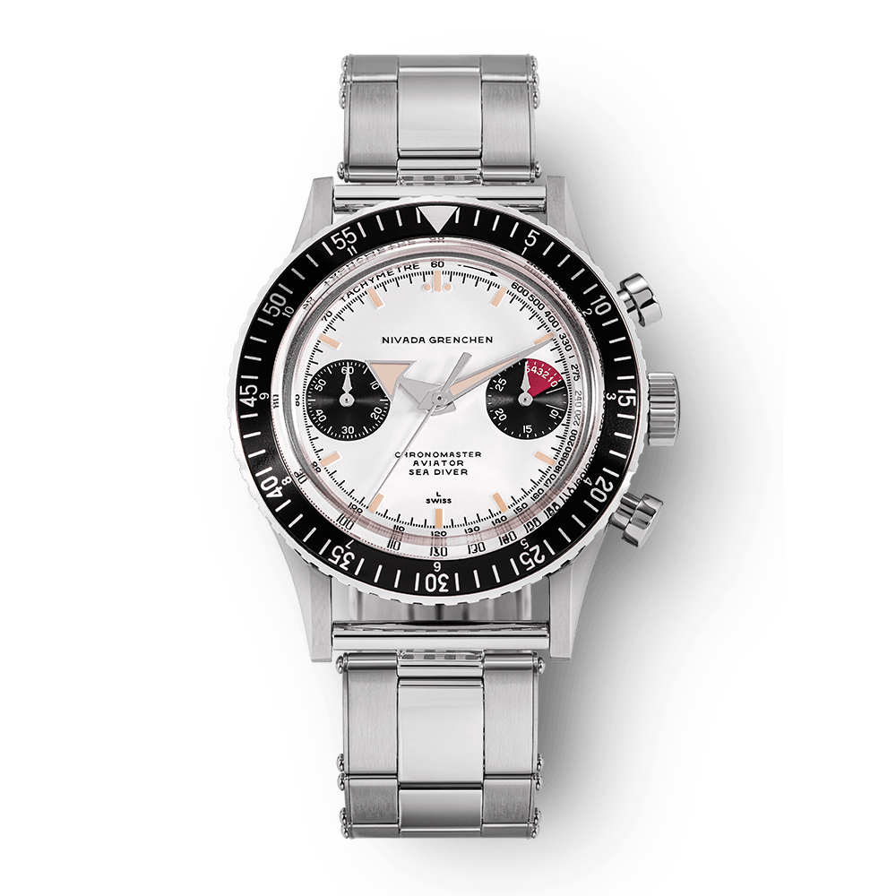 Nivada Grenchen Chronomaster Panda Inter.Bezel Manual 38mm 86010M08LC - Edelstahlarmband Oyster
