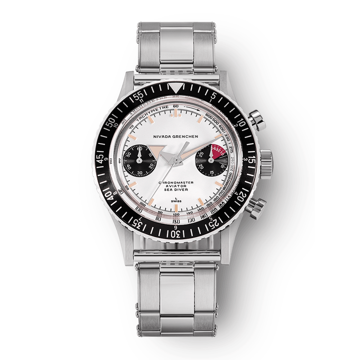 Nivada Grenchen Chronomaster Panda Inter.Bezel Manual 38mm 86010M08LC - Edelstahlarmband Oyster