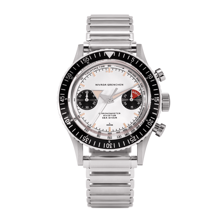 Nivada Grenchen Chronomaster Panda Inter.Bezel Manual 38mm 86010M11LC - Edelstahlarmband Forstner Bonklip