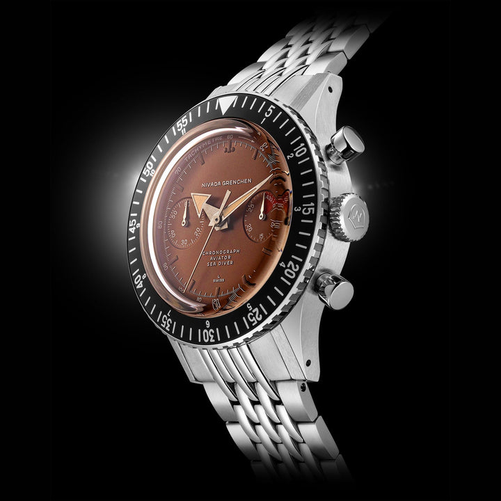 Nivada Grenchen Chronomaster Tropical 41mm 85141M - Gehäuse im Profil
