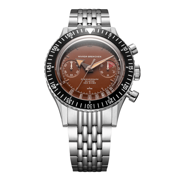 Nivada Grenchen Chronomaster Tropical 41mm 85141M04 - Edelstahlarmband Beads of Rice