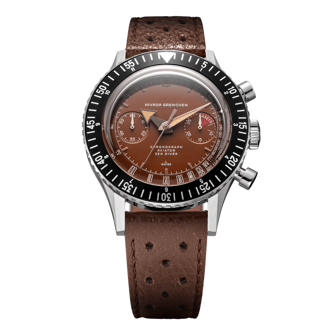 Nivada Grenchen Chronomaster Tropical 41mm 85141M23 - Racing-Armband Braun