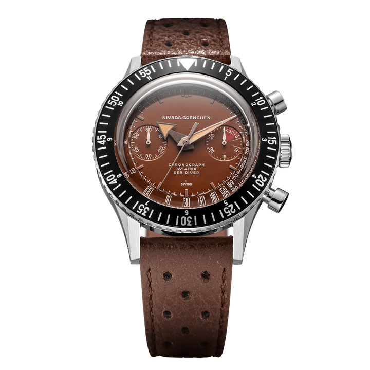 Nivada Grenchen Chronomaster Tropical 41mm 85141M23 - Racing-Armband Braun