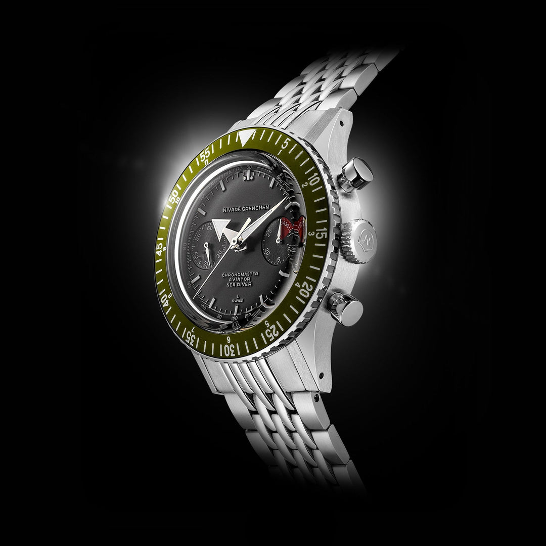 Nivada Grenchen Chronomaster White Broad Arrow Inter.Bezel Manual 38mm 86007WM - Gehäuse im Profil
