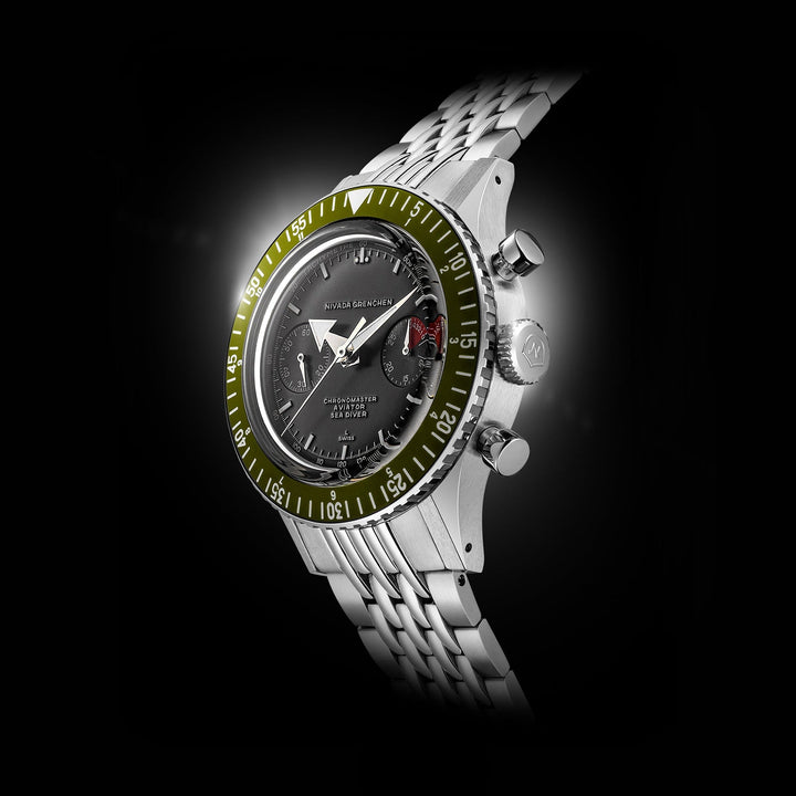 Nivada Grenchen Chronomaster White Broad Arrow Inter.Bezel Manual 38mm 86007WM - Gehäuse im Profil