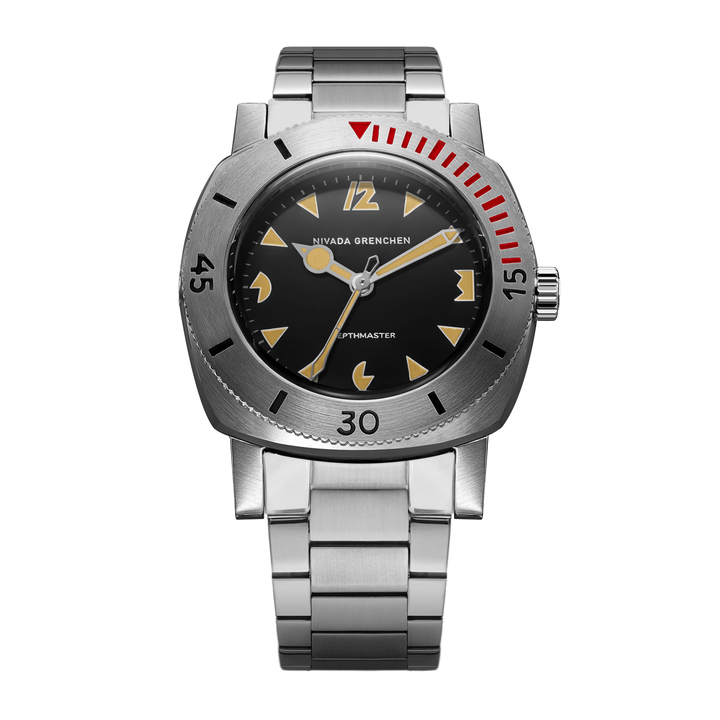 Nivada Grenchen Depthmaster Art Deco 39mm 14105A20 - Edelstahlarmband Flat Link