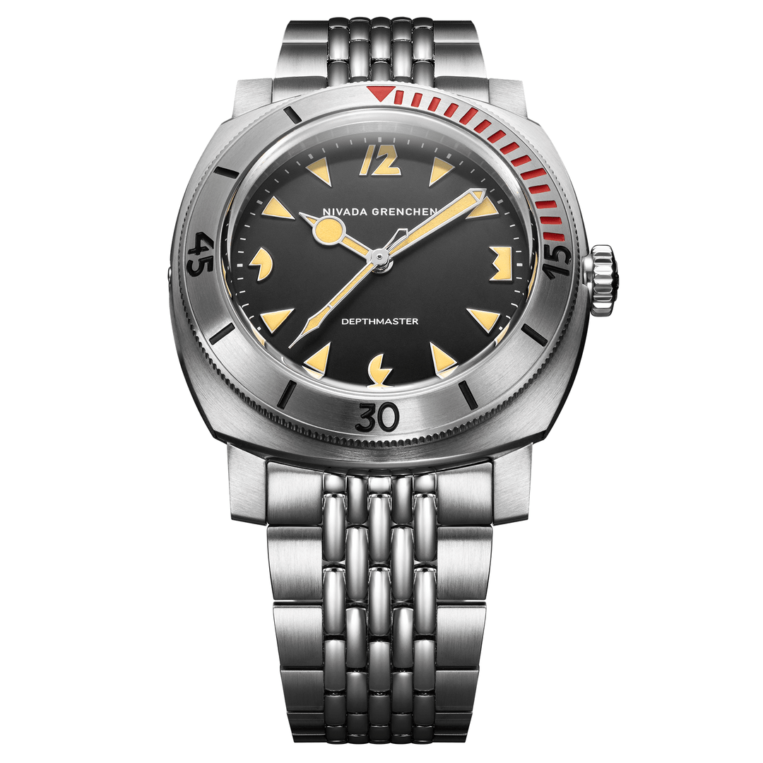 Nivada Grenchen Depthmaster Art Deco 42mm 14200A04 - Edelstahlarmband Beads of Rice