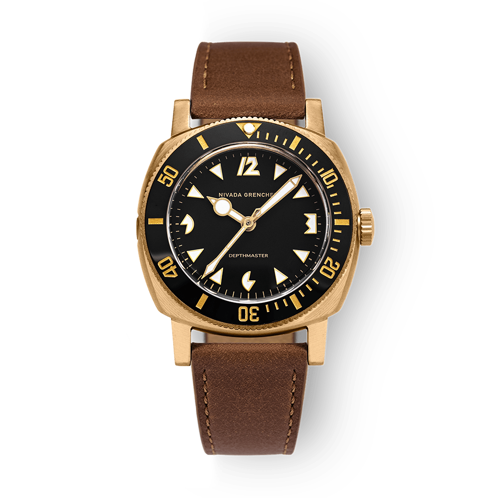 Nivada Grenchen Depthmaster Bronze 39mm 14123A16 - Lederarmband Braun