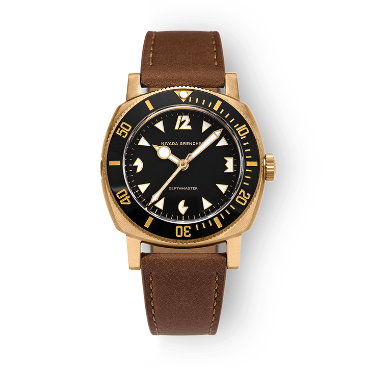 Nivada Grenchen Depthmaster Bronze 39mm 14123A16 - Lederarmband Braun