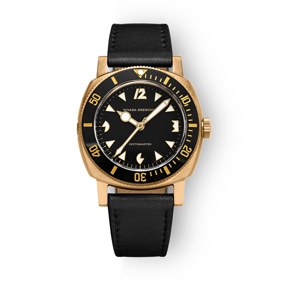 Nivada Grenchen Depthmaster Bronze 39mm 14123A17 - Lederarmband Schwarz