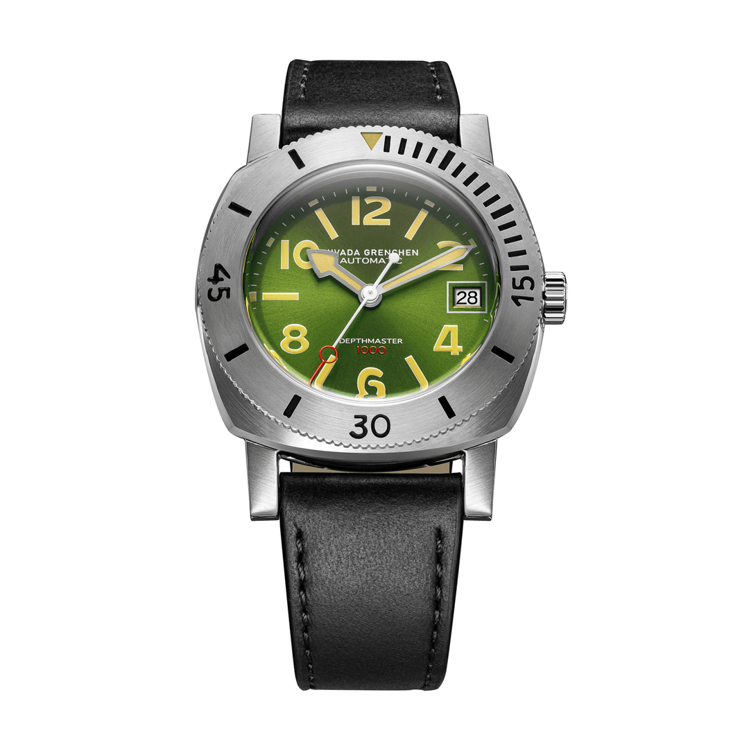 Nivada Grenchen Depthmaster Numerals Green 39mm 14103A - Frontansicht