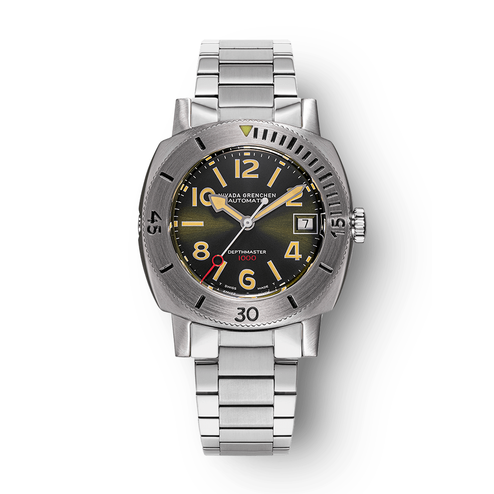 Nivada Grenchen Depthmaster Numerals Green 39mm 14103A20 - Edelstahlarmband Flat Link