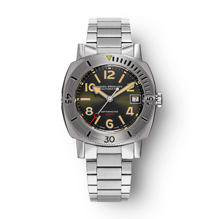 Nivada Grenchen Depthmaster Numerals Green 39mm 14103A20 - Edelstahlarmband Flat Link