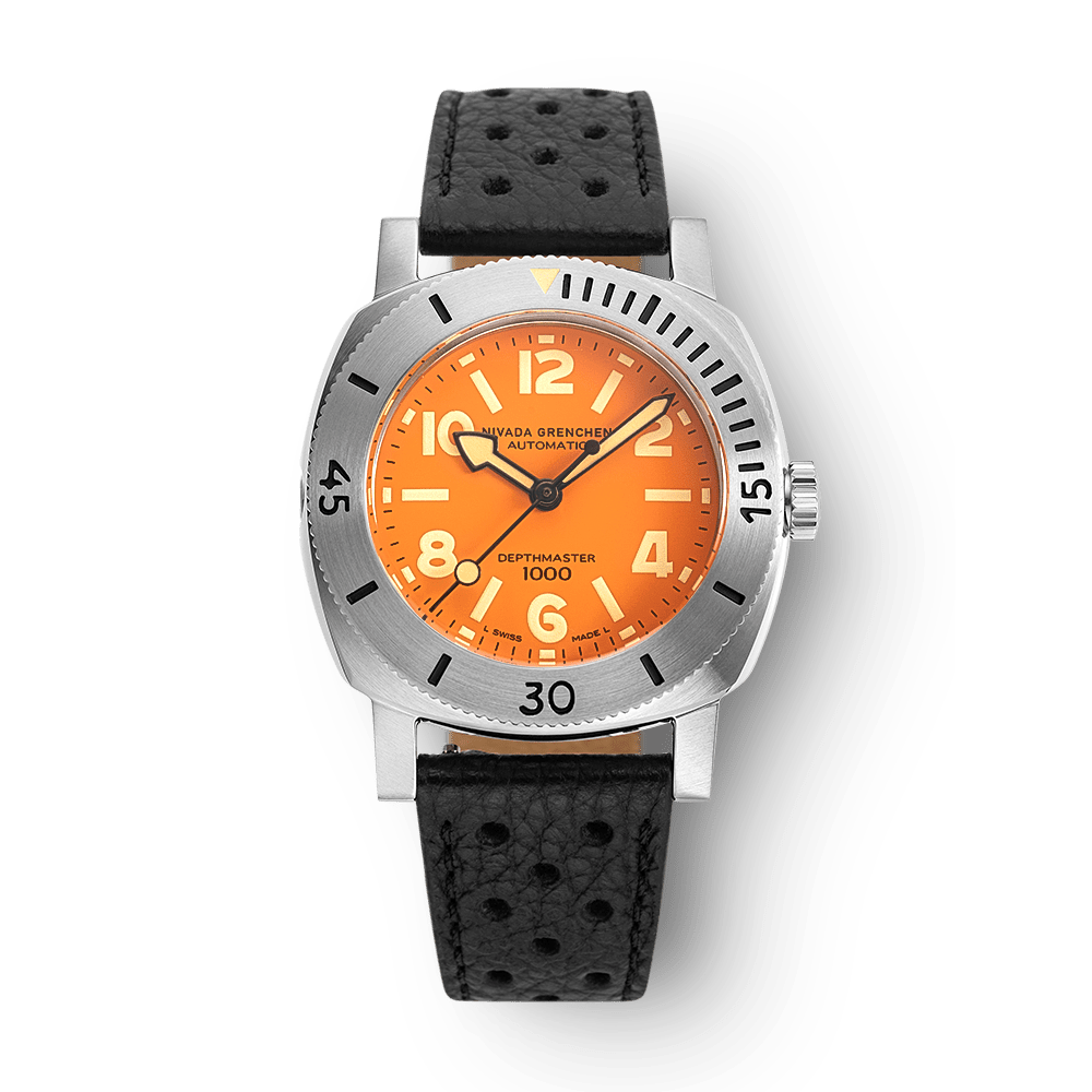 Nivada Grenchen Depthmaster Orange 39mm 14127A10 - Racing-Armband Schwarz