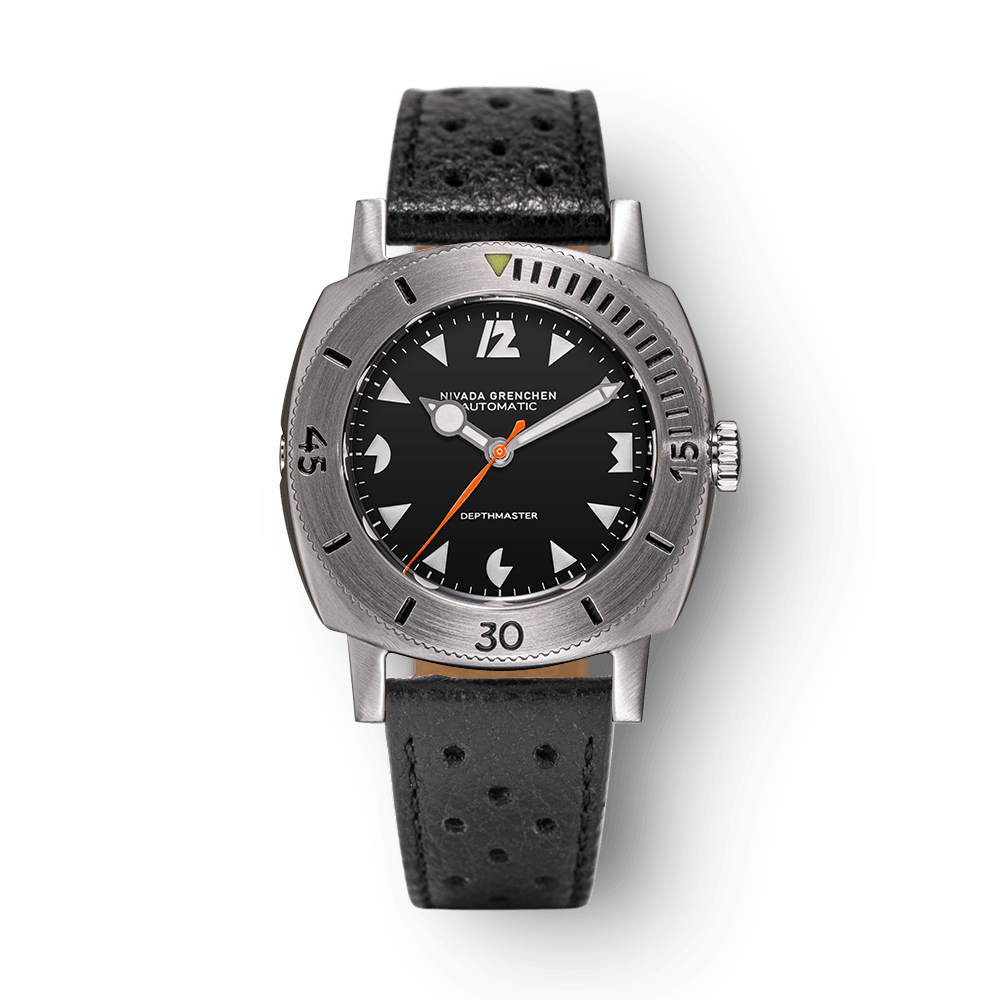 Nivada Grenchen Depthmaster White Art Deco 39mm 14102A10 - Racing-Armband Schwarz