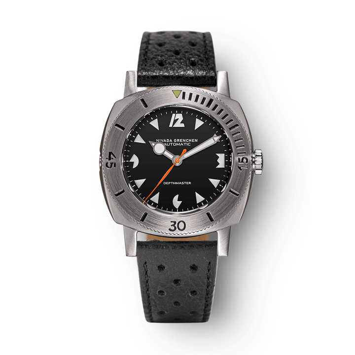 Nivada Grenchen Depthmaster White Art Deco 39mm 14102A10 - Racing-Armband Schwarz