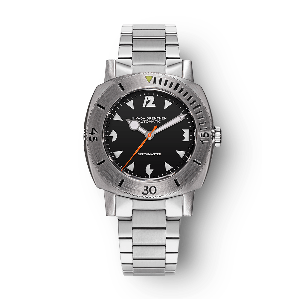 Nivada Grenchen Depthmaster White Art Deco 39mm 14102A20 - Edelstahlarmband Flat Link