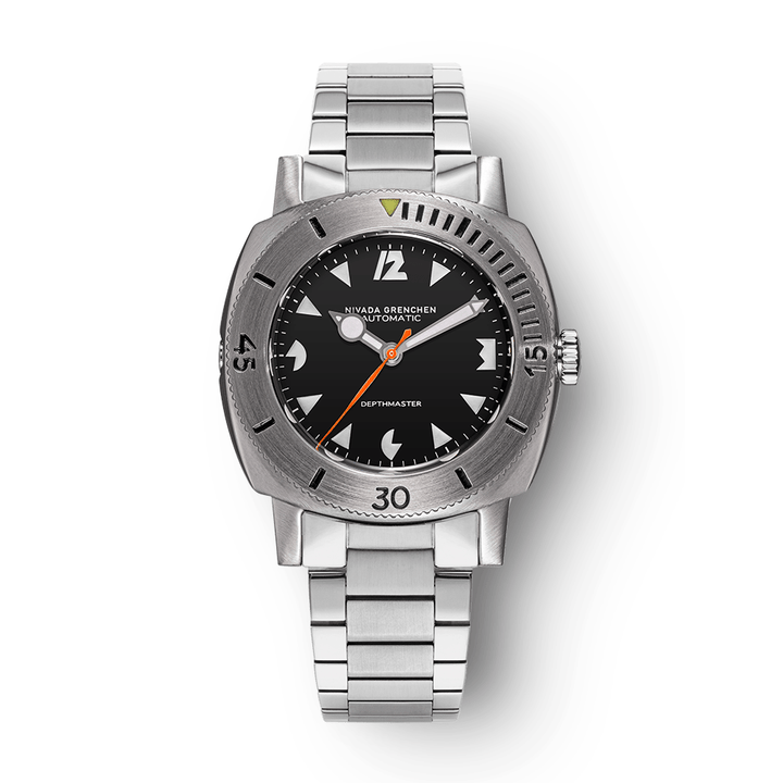 Nivada Grenchen Depthmaster White Art Deco 39mm 14102A20 - Edelstahlarmband Flat Link