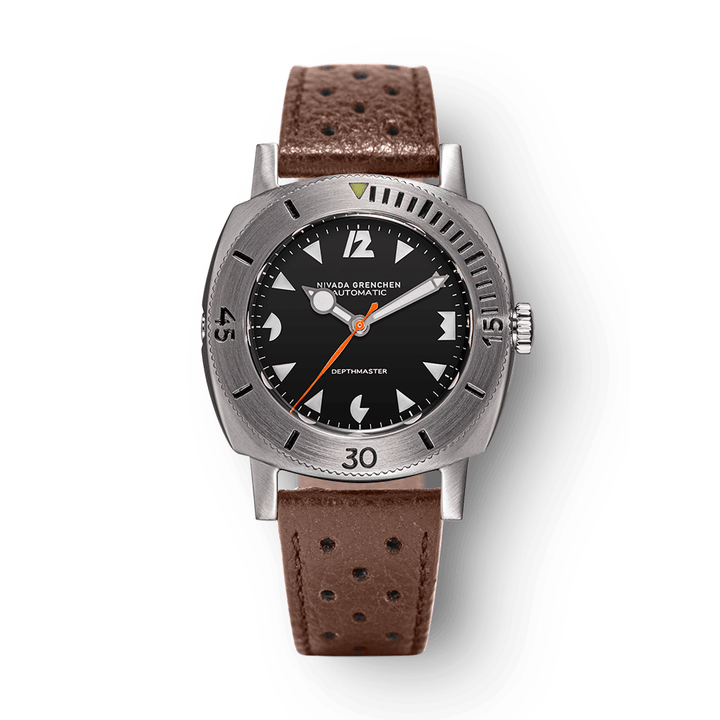 Nivada Grenchen Depthmaster White Art Deco 39mm 14102A23 - Racing-Armband Braun