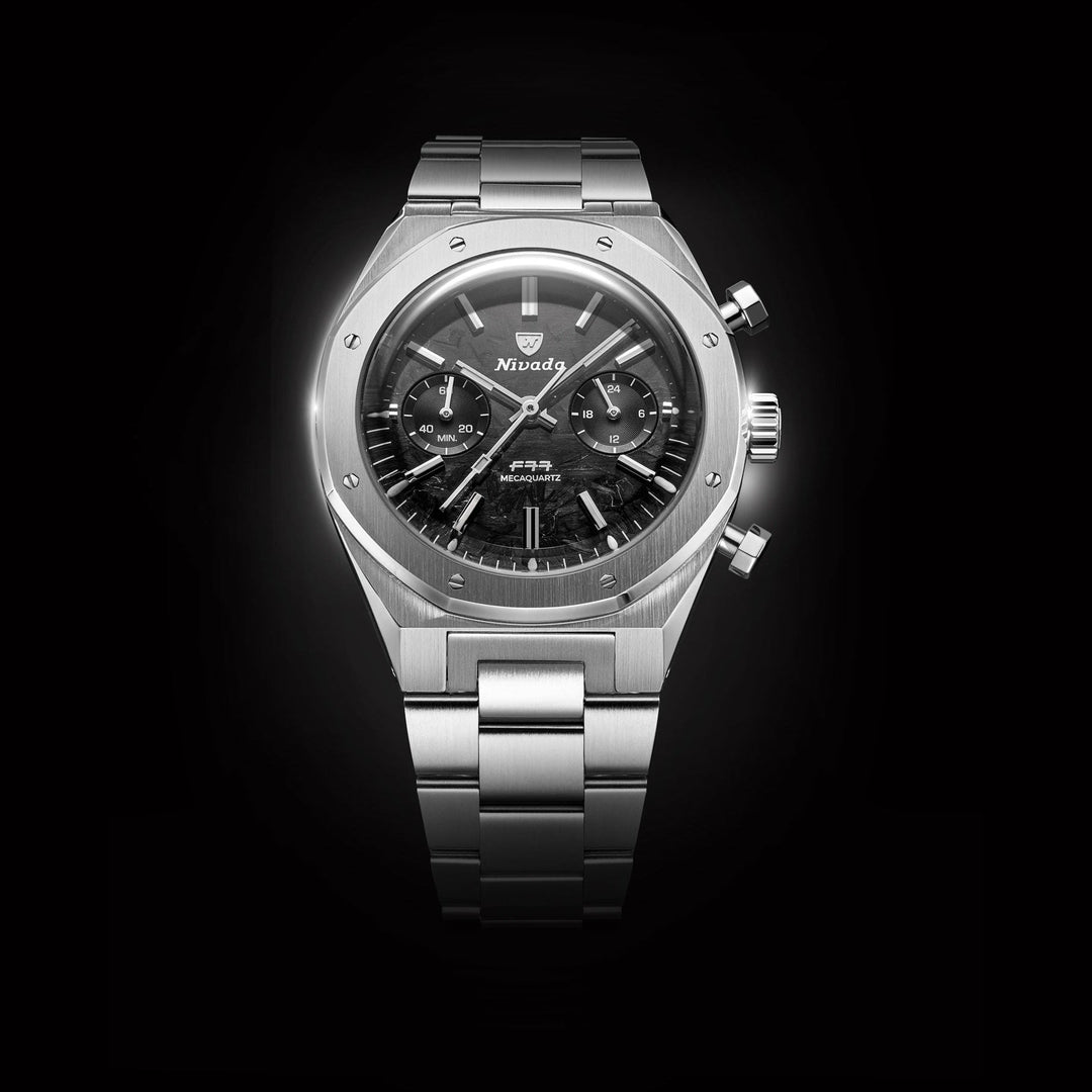Nivada Grenchen F77 Chrono Mecaquartz Carbon 38mm 68002Q77 - Frontansicht
