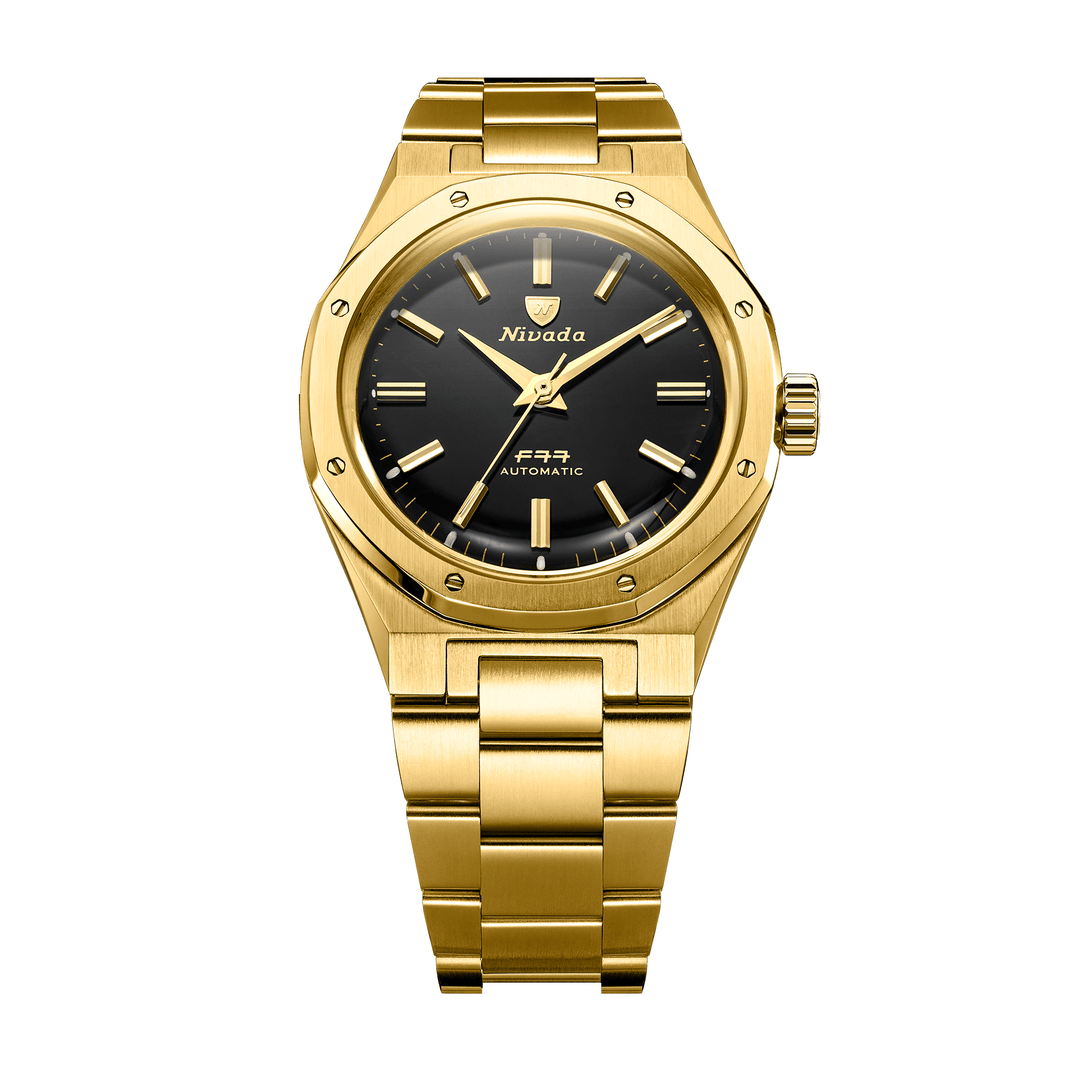 Nivada Grenchen F77 Gold MK2 38mm 68028A77 - Edelstahlarmband Gold