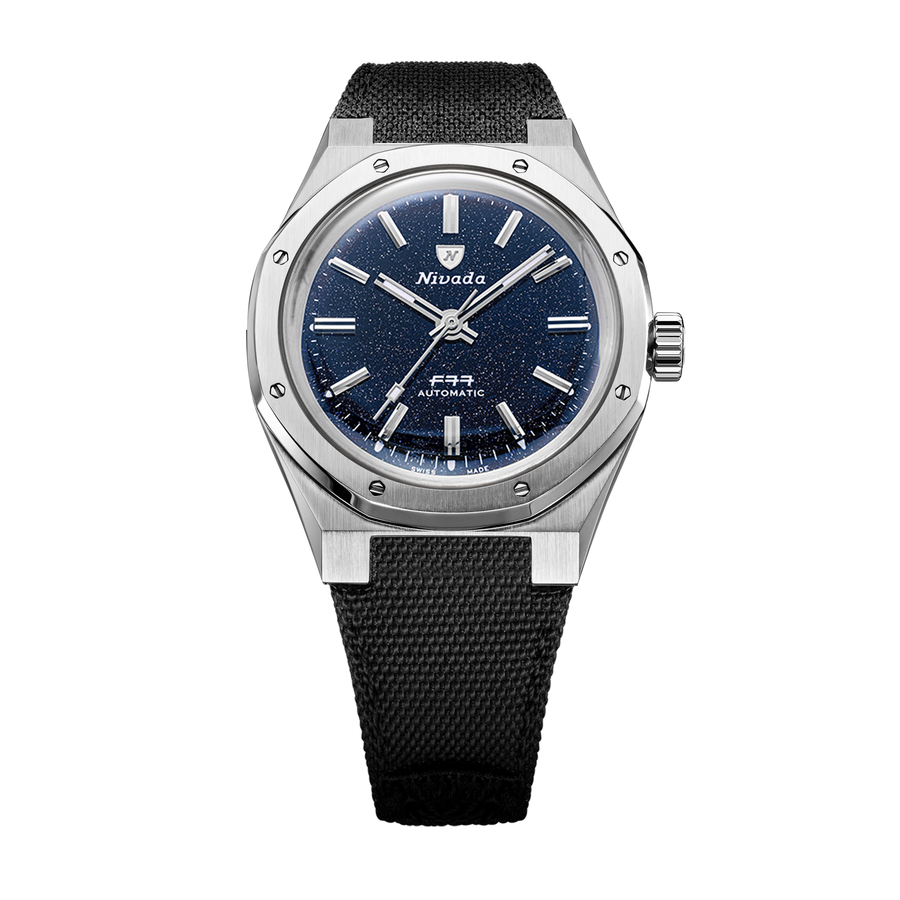 Nivada Grenchen F77 SST Dark Blue Aventurine MK1 37mm 68010A77-BC - Textilarmband Klettverschluss