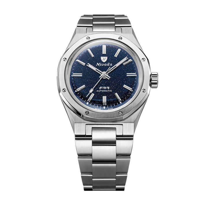 Nivada Grenchen F77 SST Dark Blue Aventurine MK1 37mm 68010A77 - Edelstahlarmband