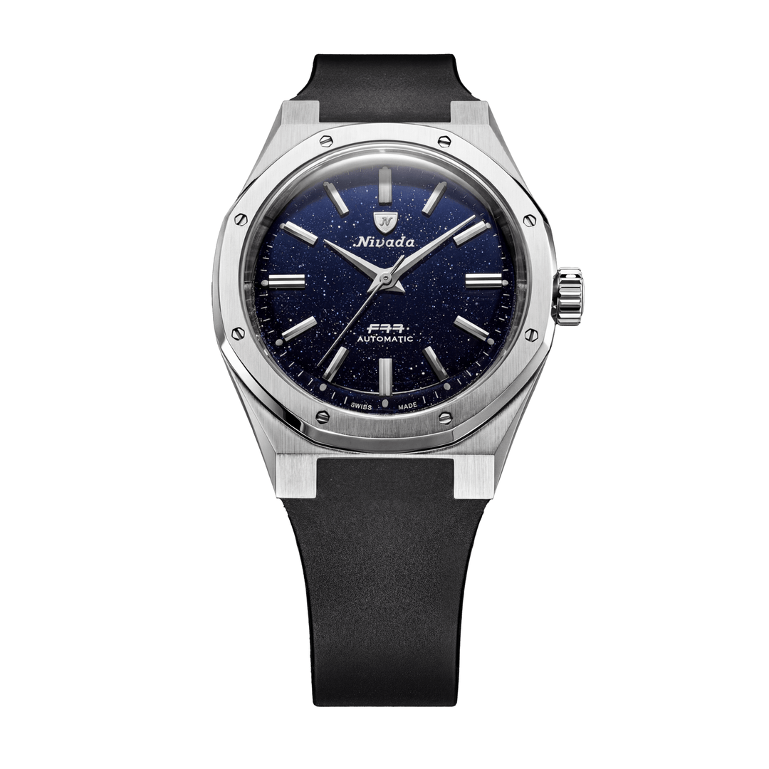 Nivada Grenchen F77 SST Dark Blue Aventurine MK2 38mm 68047A77-DR - Kautschukarmband Tropic