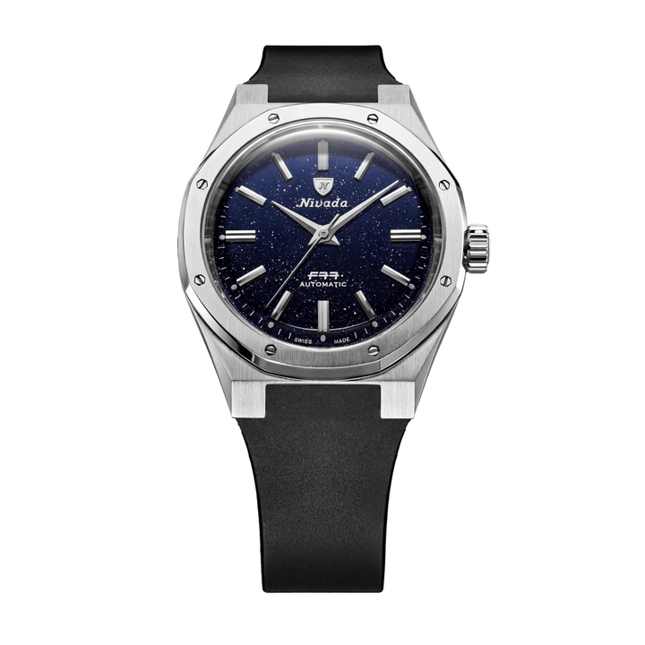 Nivada Grenchen F77 SST Dark Blue Aventurine MK2 38mm 68047A77-DR - Kautschukarmband Tropic